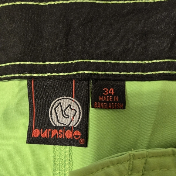 NWT Burnside Neon Green Swim Trunks Size 34 - Picture 3 of 7
